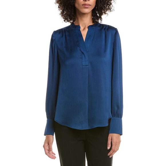 Anne Klein Tops - Anne Klein Womens  Textured Satin Blouse, Blue